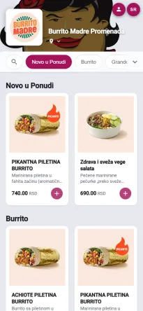 Digitalni meni lokala Burrito Madre na eMeni-ju